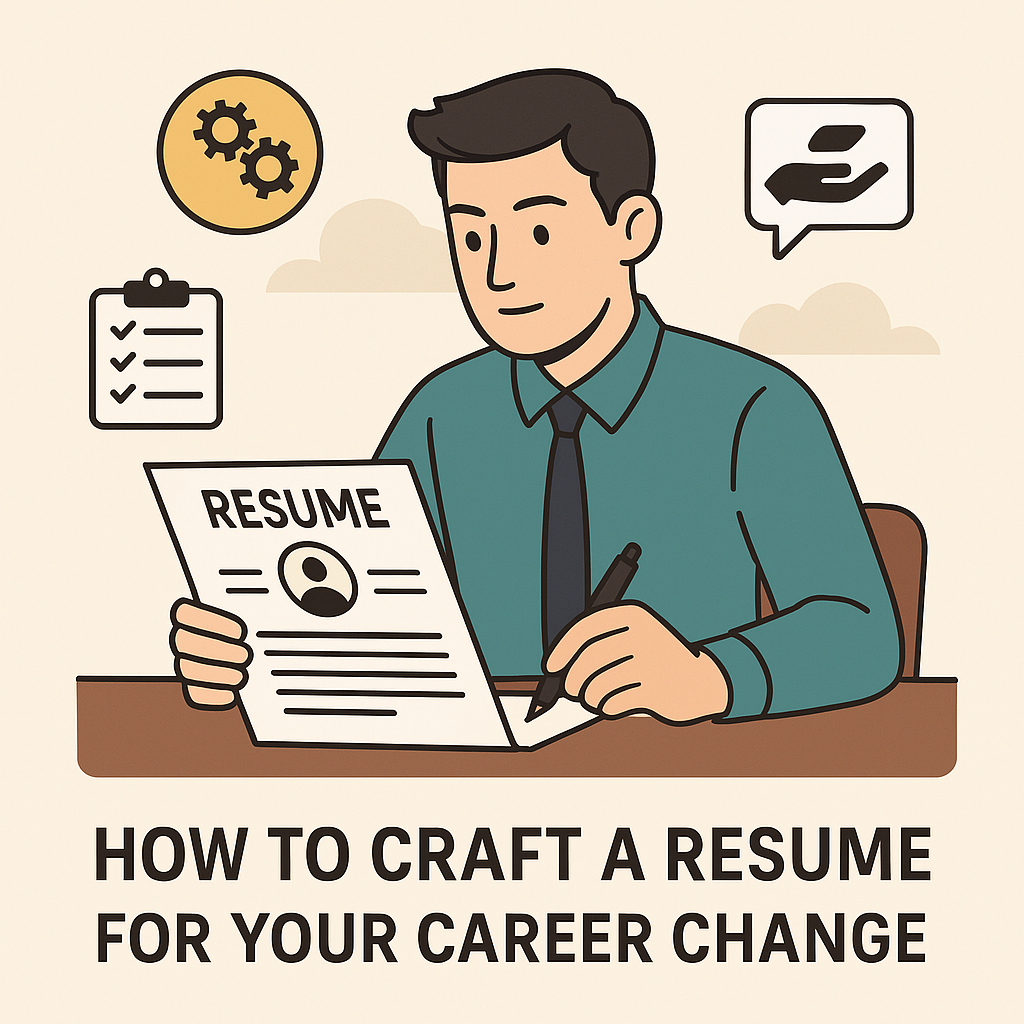 Young man reviewing a resume as part of career change advice, focusing on resume structure and skills.